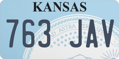 KS license plate 763JAV