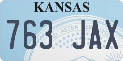 KS license plate 763JAX