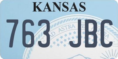 KS license plate 763JBC