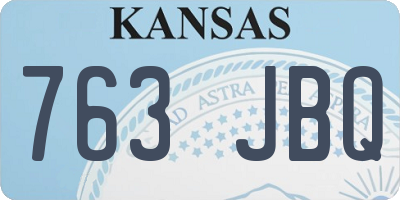 KS license plate 763JBQ