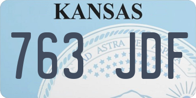 KS license plate 763JDF