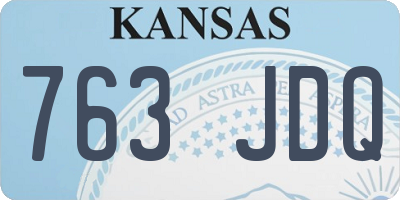 KS license plate 763JDQ