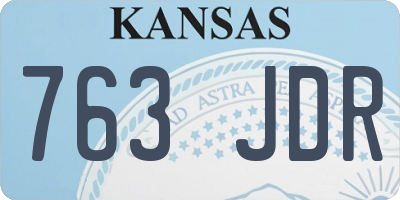 KS license plate 763JDR