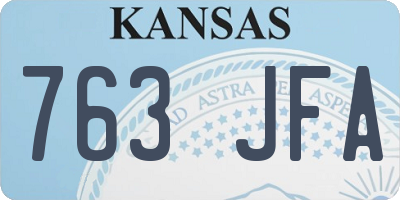 KS license plate 763JFA