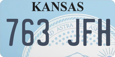 KS license plate 763JFH