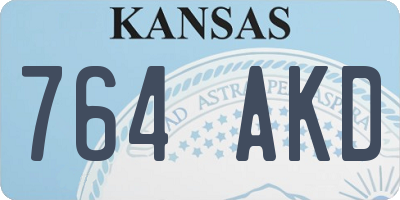 KS license plate 764AKD