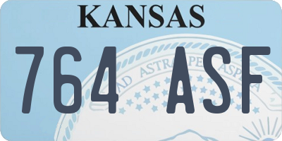 KS license plate 764ASF