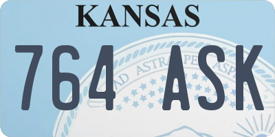 KS license plate 764ASK