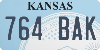 KS license plate 764BAK