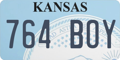 KS license plate 764BOY
