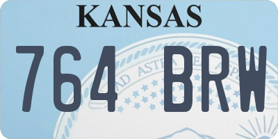 KS license plate 764BRW