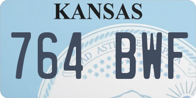 KS license plate 764BWF