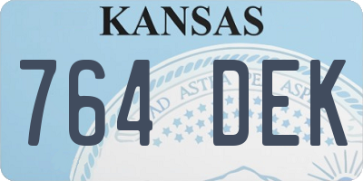 KS license plate 764DEK