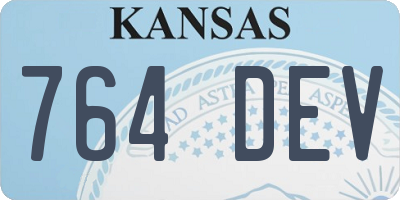 KS license plate 764DEV