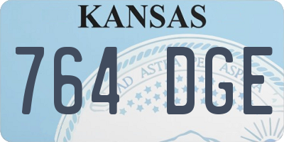 KS license plate 764DGE