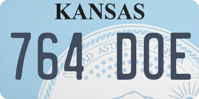 KS license plate 764DOE