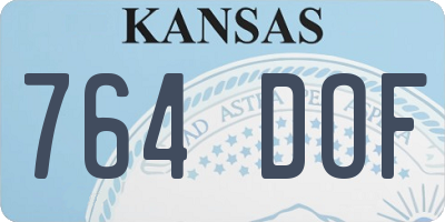 KS license plate 764DOF