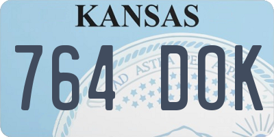 KS license plate 764DOK