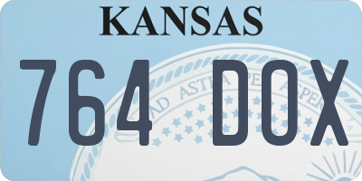 KS license plate 764DOX