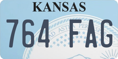 KS license plate 764FAG
