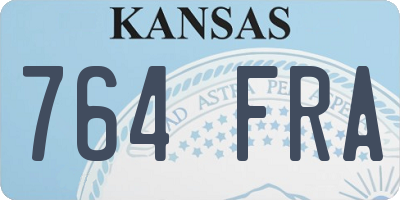KS license plate 764FRA