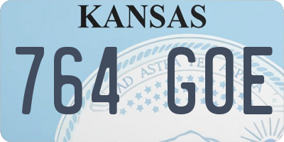 KS license plate 764GOE