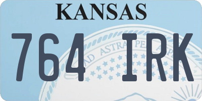KS license plate 764IRK