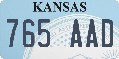 KS license plate 765AAD