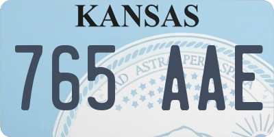 KS license plate 765AAE