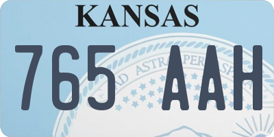 KS license plate 765AAH