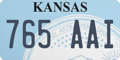 KS license plate 765AAI