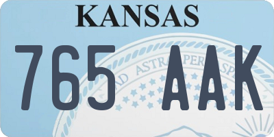 KS license plate 765AAK