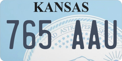 KS license plate 765AAU