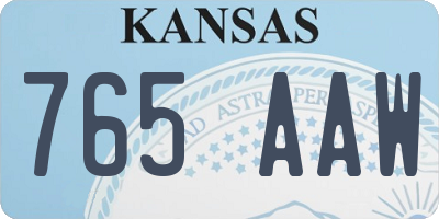 KS license plate 765AAW