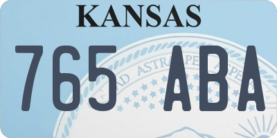 KS license plate 765ABA