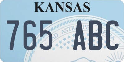 KS license plate 765ABC