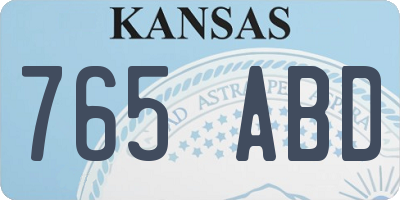 KS license plate 765ABD