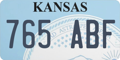 KS license plate 765ABF