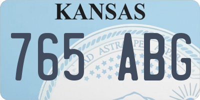 KS license plate 765ABG