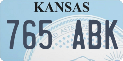 KS license plate 765ABK