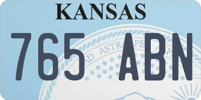 KS license plate 765ABN