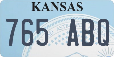 KS license plate 765ABQ
