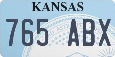 KS license plate 765ABX