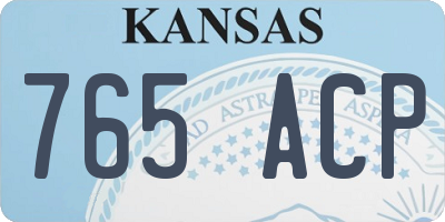 KS license plate 765ACP