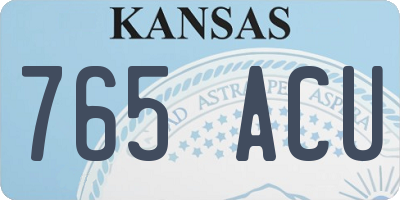 KS license plate 765ACU