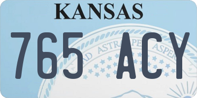 KS license plate 765ACY