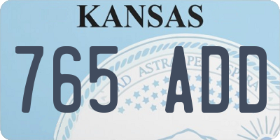 KS license plate 765ADD