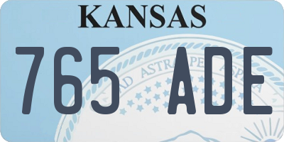KS license plate 765ADE