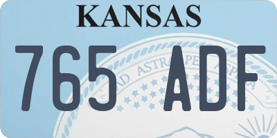 KS license plate 765ADF