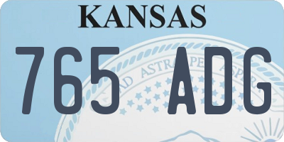 KS license plate 765ADG